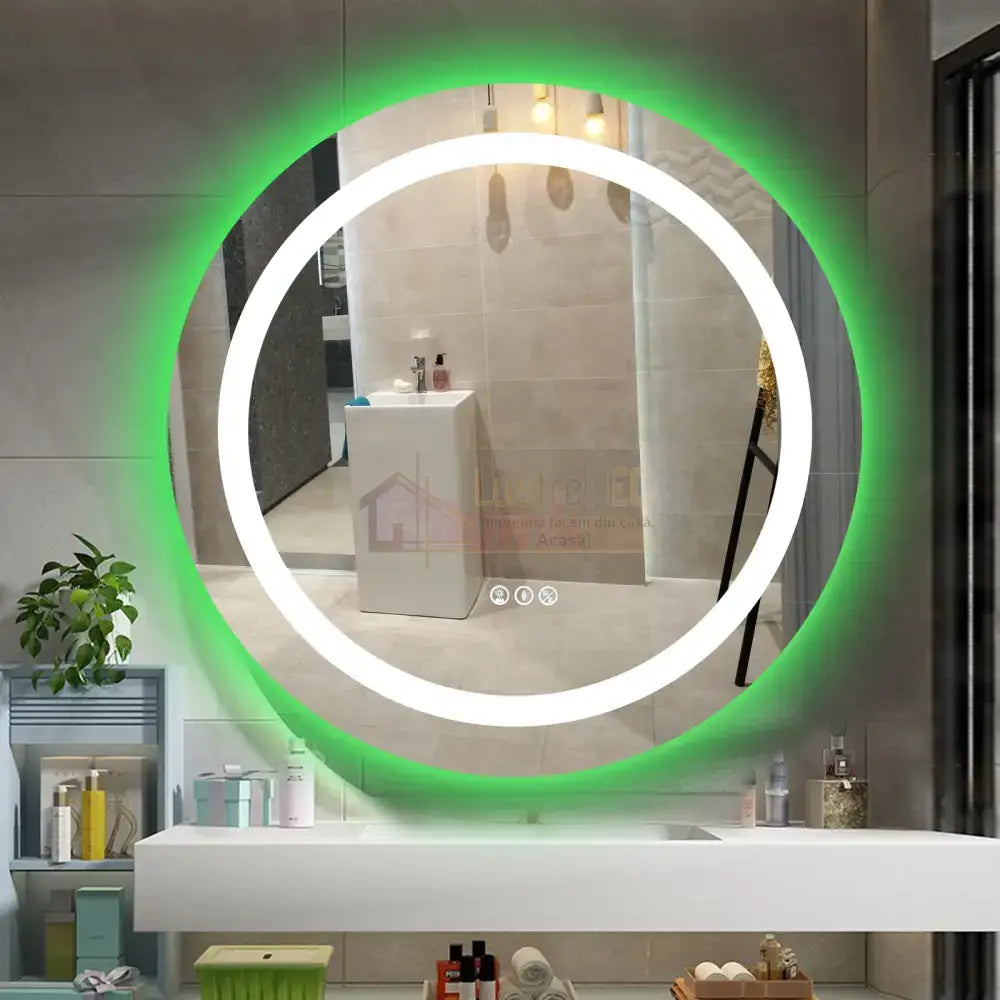 Oglinda Led Rgb Rotunda 70Cm 3 Lumini Dezaburire Si Touch Od013-Rgb Mirror