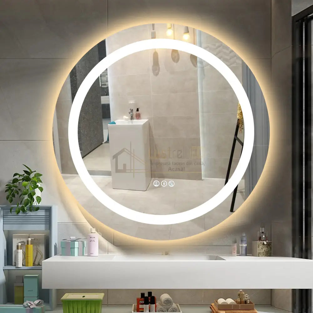 Oglinda Led Rgb Rotunda 70Cm 3 Lumini Dezaburire Si Touch Od013-Rgb Led Mirror