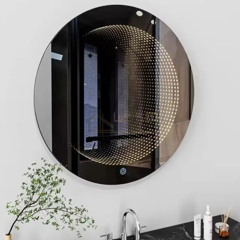 Oglinda Led Rotunda 3D Effect 70Cm 3 Lumini Si Touch Od019X Led Mirror
