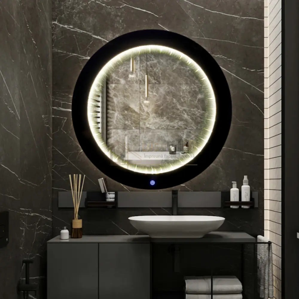 Oglinda Led Rotunda 3D Effect 70Cm 3 Lumini Si Touch Od019X Led Mirror