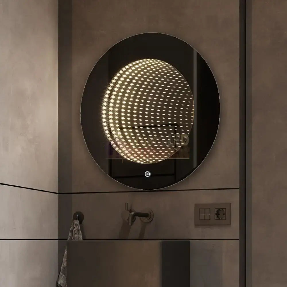 Oglinda Led Rotunda 3D Effect Infinity Mirror 3 Lumini Si Touch J183 Frameless / 60Cm Mirror