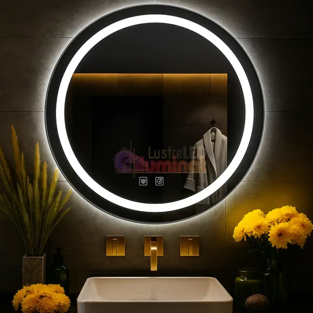 Oglinda LED Rotunda 50CM cu Dezaburire si Lumina Rece E01S/50 lustreled.ro