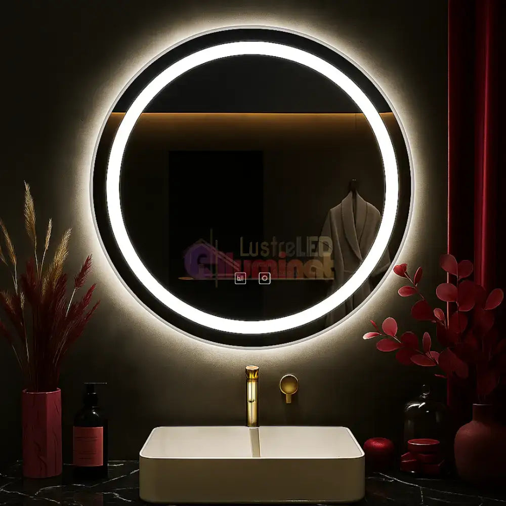Oglinda LED Rotunda 50CM cu Dezaburire si Lumina Rece E01S/50 lustreled.ro