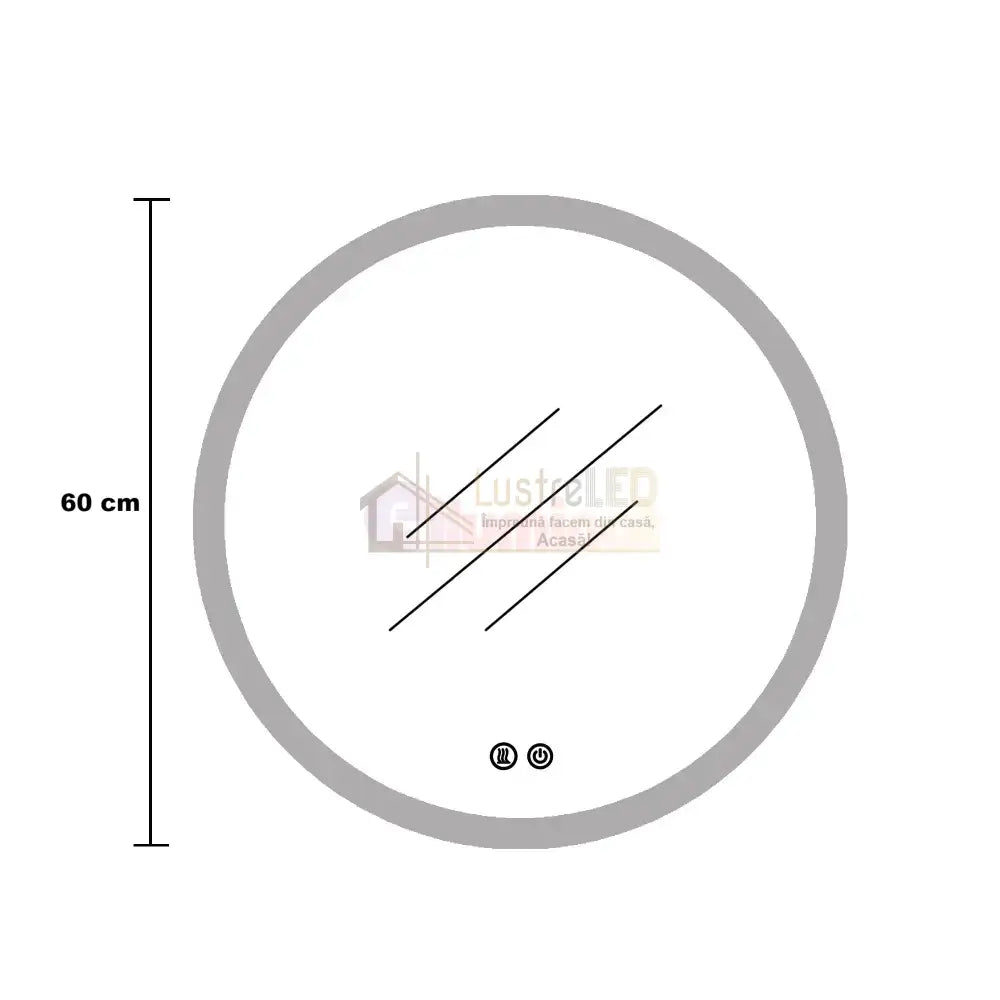 Oglinda Led Rotunda 60Cm 3 Lumini Dezaburire Si Touch Od005 Mirror