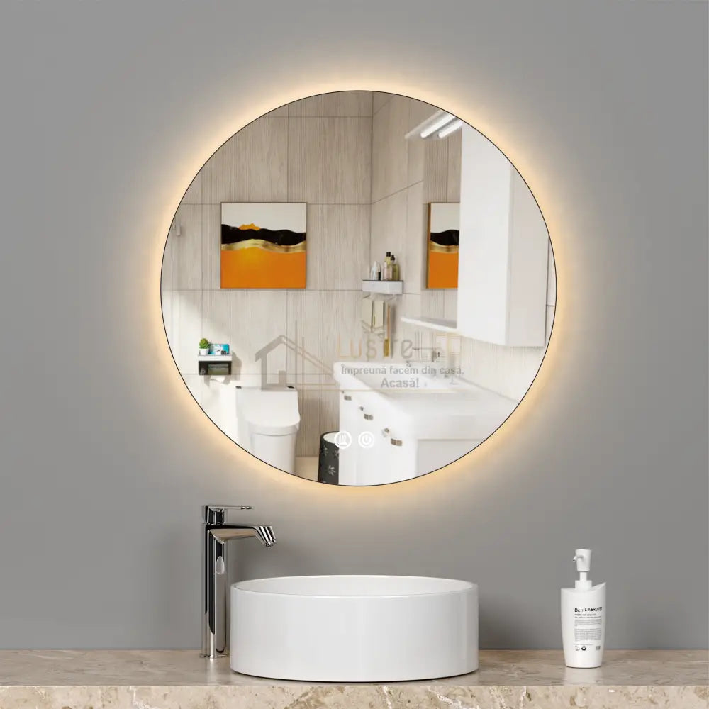 Oglinda Led Rotunda 60Cm 3 Lumini Dezaburire Si Touch Od005 Led Mirror