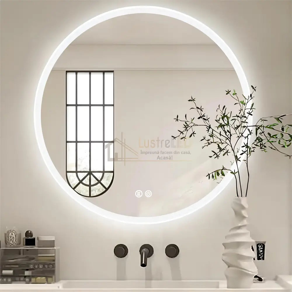 Oglinda Led Rotunda 60Cm 3 Lumini Dezaburire Si Touch Od012 Led Mirror