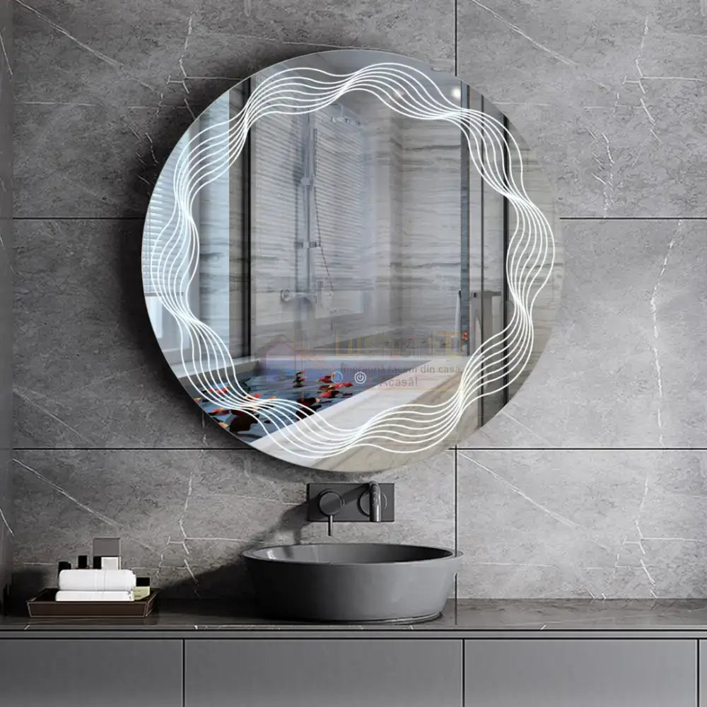 Oglinda LED Rotunda 60cm 3 Lumini Dezaburire si Touch E26S/60x60 FRAMELESS / 60CM LED MIRROR