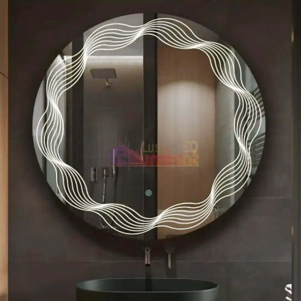 Oglinda LED Rotunda 60cm, 3 Lumini, Dezaburire si Touch E26S lustreled.ro