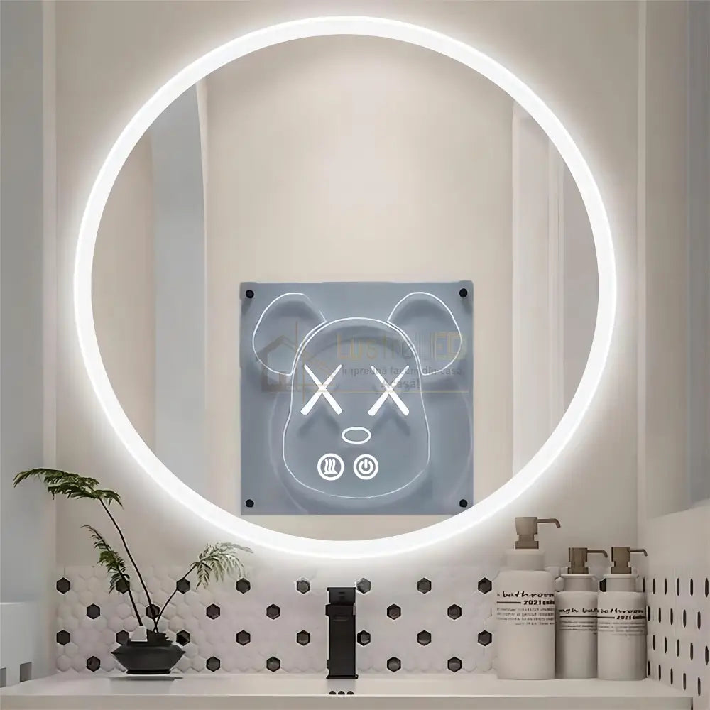 Oglinda Led Rotunda 70Cm 3 Lumini Dezaburire Si Touch Od013 Led Mirror
