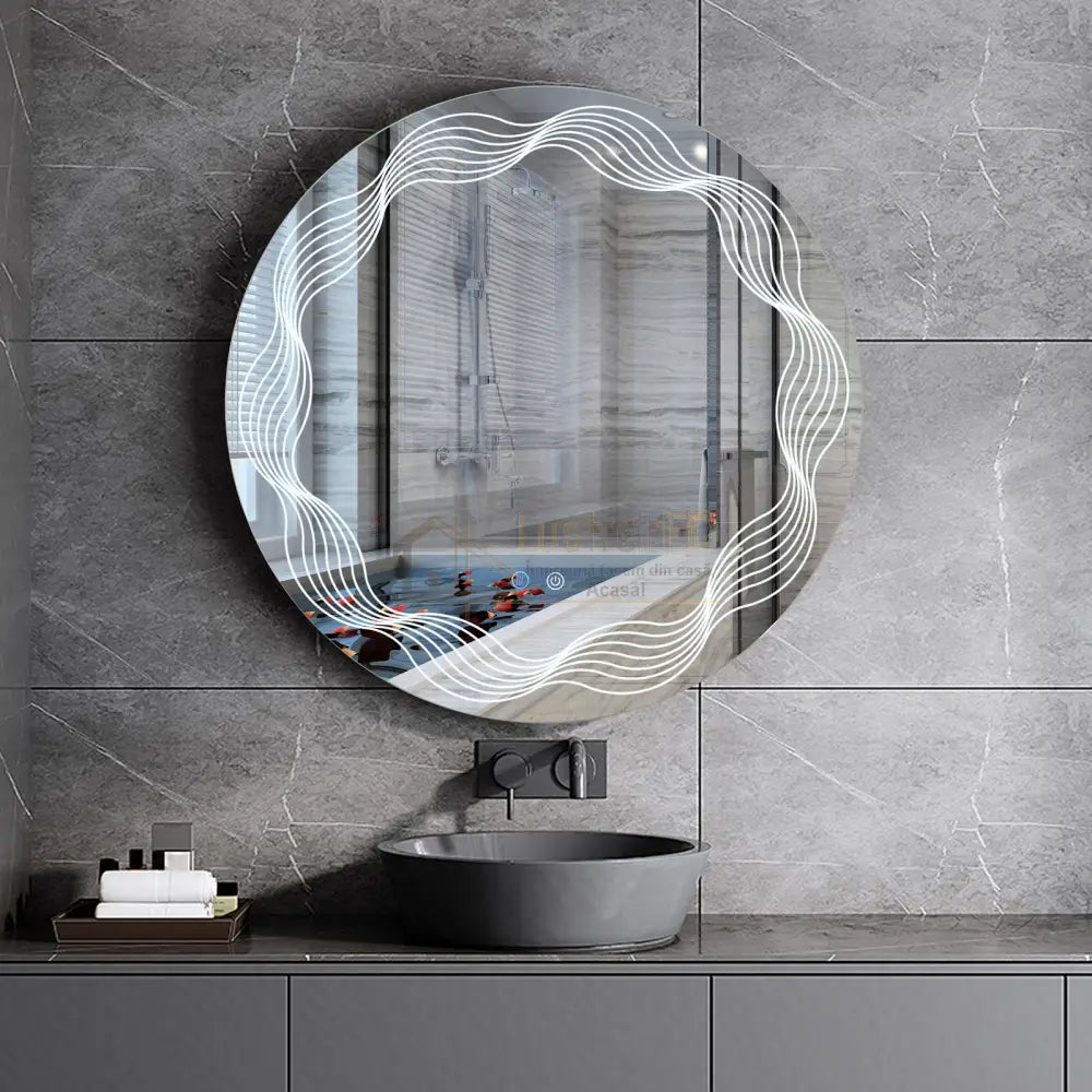 Oglinda Led Rotunda 70Cm 3 Lumini Dezaburire Si Touch Od060-5 Led Mirror