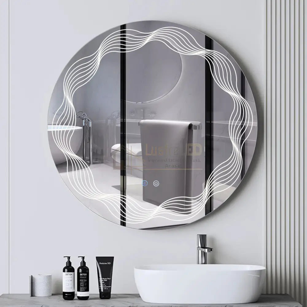 Oglinda Led Rotunda 70Cm 3 Lumini Dezaburire Si Touch Od060-5 Led Mirror