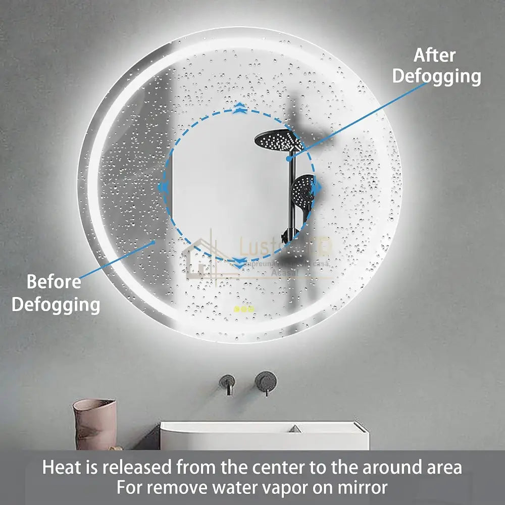 Oglinda Led Rotunda 70Cm Functie Dezaburire Si Touch Doua Lumini J05-1