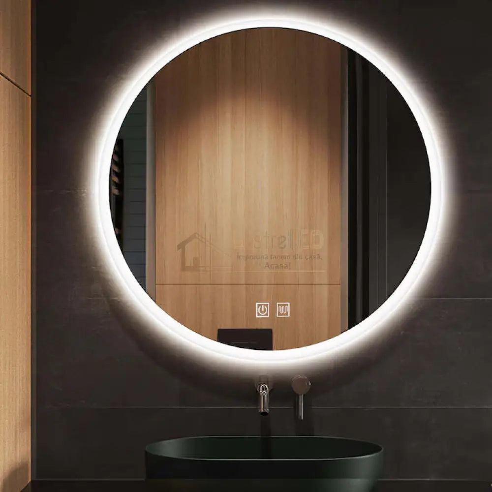 Oglinda LED Rotunda 70cm Functie Dezaburire si Touch lustreled.ro