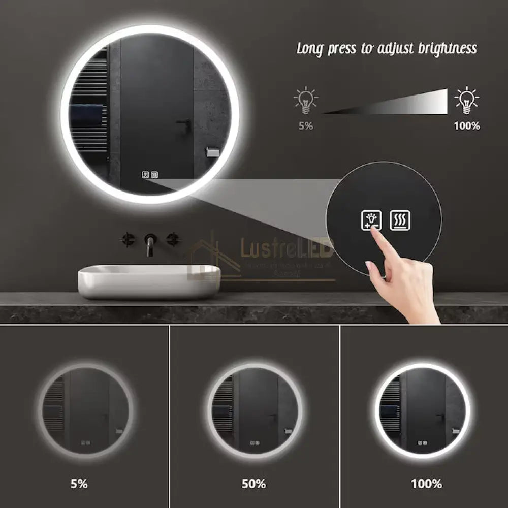 Oglinda LED Rotunda 70cm Functie Dezaburire si Touch lustreled.ro