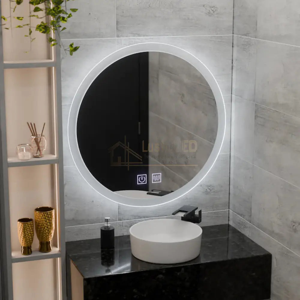 Oglinda LED Rotunda 70cm Functie Dezaburire si Touch lustreled.ro