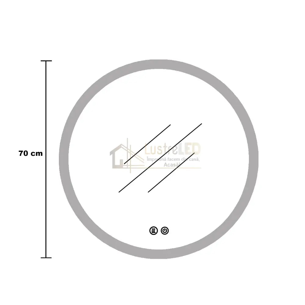 Oglinda Led Rotunda 70Cm Rama Aurie Ceas Temperatura Touch Si 3 Lumini Od010T/Gd