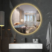 Oglinda Led Rotunda 70Cm Rama Aurie Ceas Temperatura Touch Si 3 Lumini Od010T/Gd Mirror