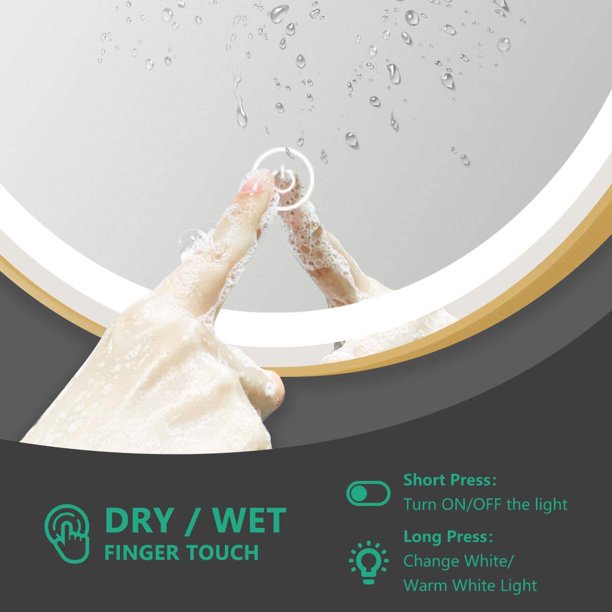 Oglinda LED Rotunda 70cm Rama Aurie Dezaburire si Touch J26