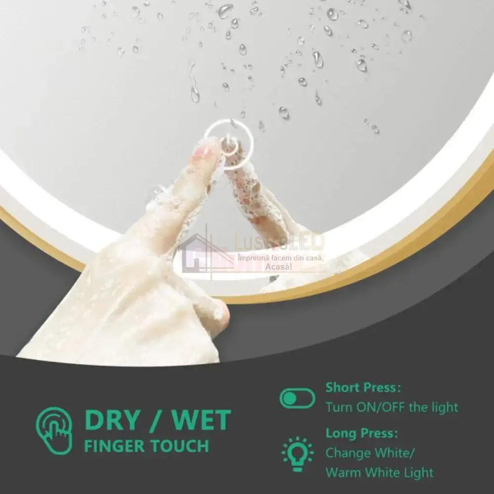 Oglinda Led Rotunda 70Cm Rama Aurie Dezaburire Si Touch J26 Mirror