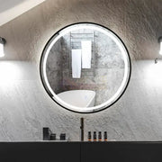 Oglinda Led Rotunda 70Cm Rama Neagra Dezaburire Si Touch J10 Mirror