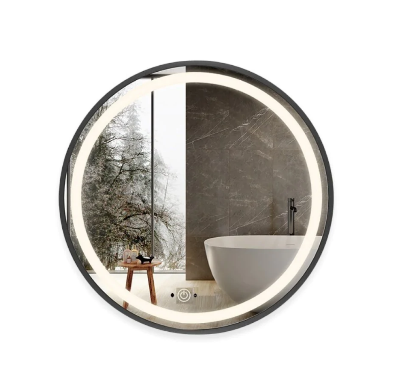 Oglinda LED Rotunda 60cm Rama Neagra, 4000K si Touch SPN71063