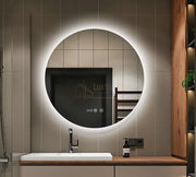 Oglinda Led Rotunda 80Cm Functie Dezaburire Touch Doua Lumini Si Ceas J170 Led Mirror