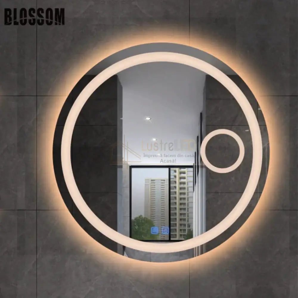 Oglinda Led Rotunda Cu Lupa 70Cm Functie Dezaburire Si Touch J13 Led Mirror
