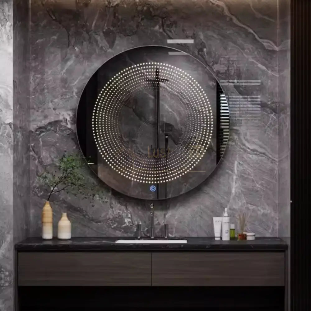 Oglinda Led Rotunda 3D Effect 70Cm 3 Lumini Si Touch Od019X Led Mirror