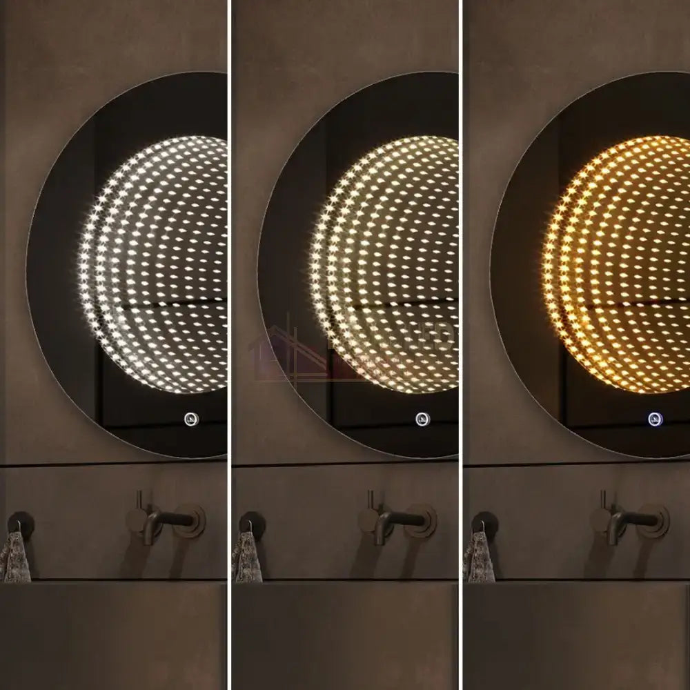 Oglinda Led Rotunda 3D Effect Infinity Mirror 3 Lumini Si Touch J183 Mirror