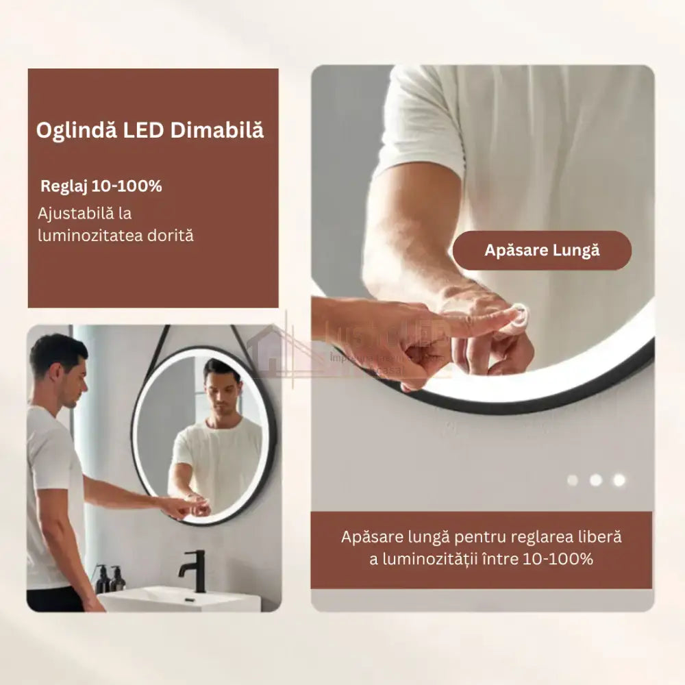Oglinda LED Rotunda 60CM Simple Touch C110S NEAGRA / 60CM LED MIRROR