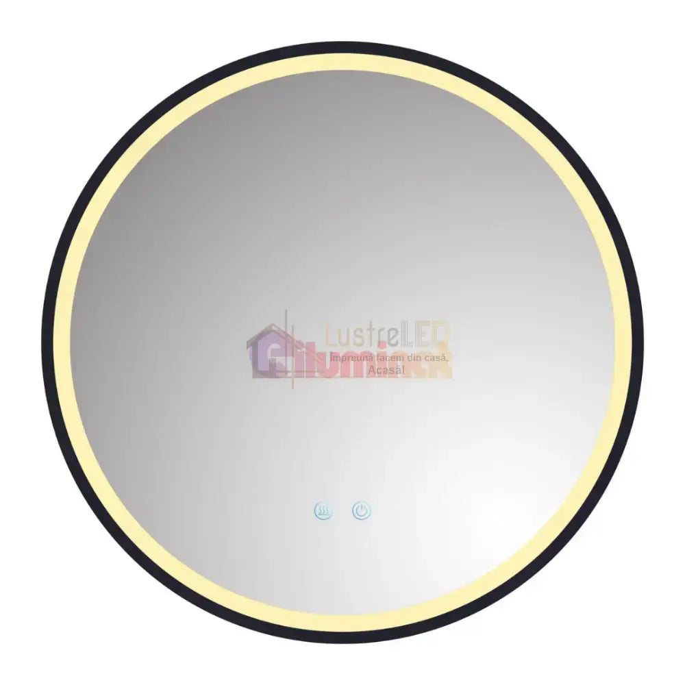 Oglinda Rotunda Neagra 60cm cu Dezaburire, Touch si 3 Lumini lustreled.ro