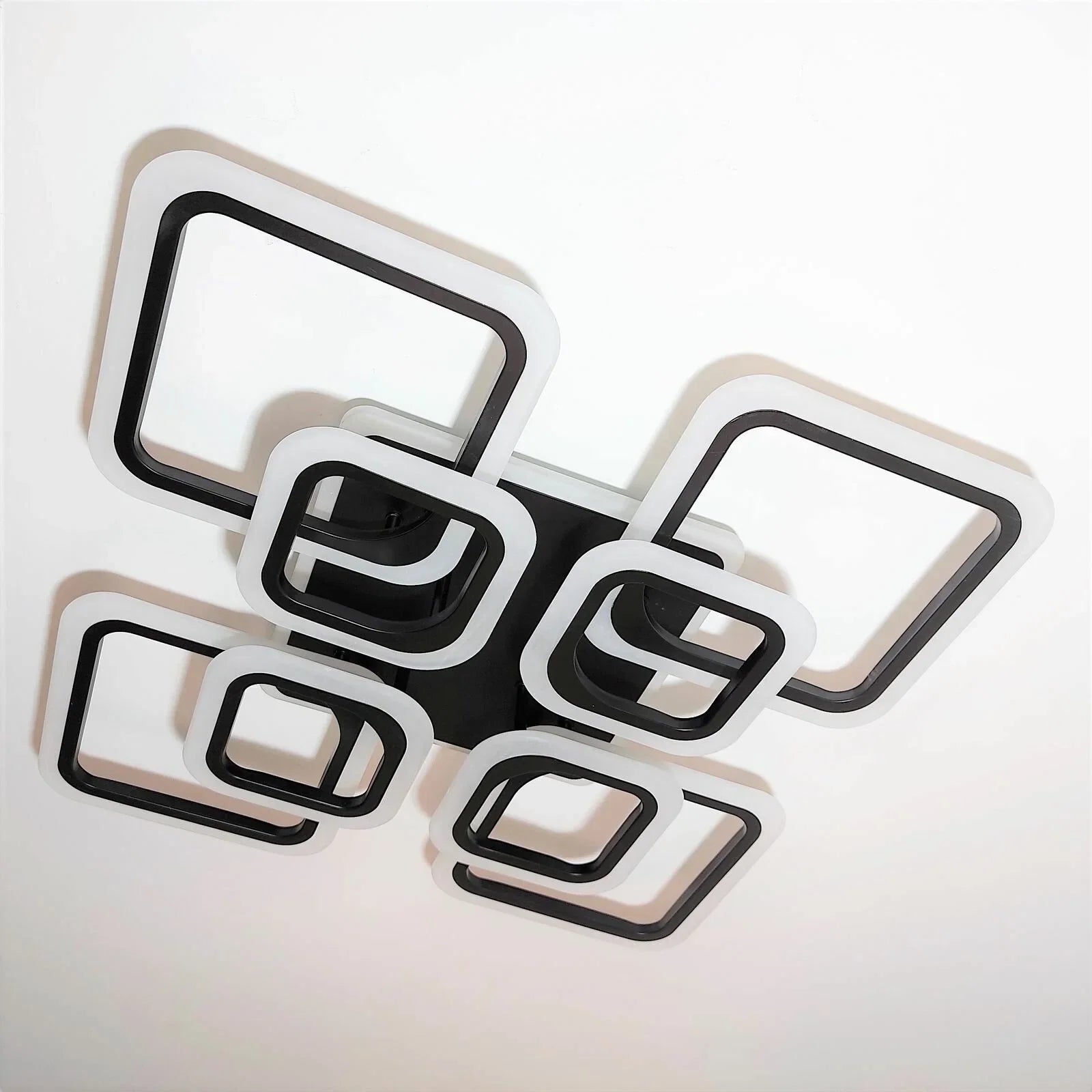 Lustra LED 4+4 SQUARE Gigant Black RGB Echivalent 1000W Telecomanda