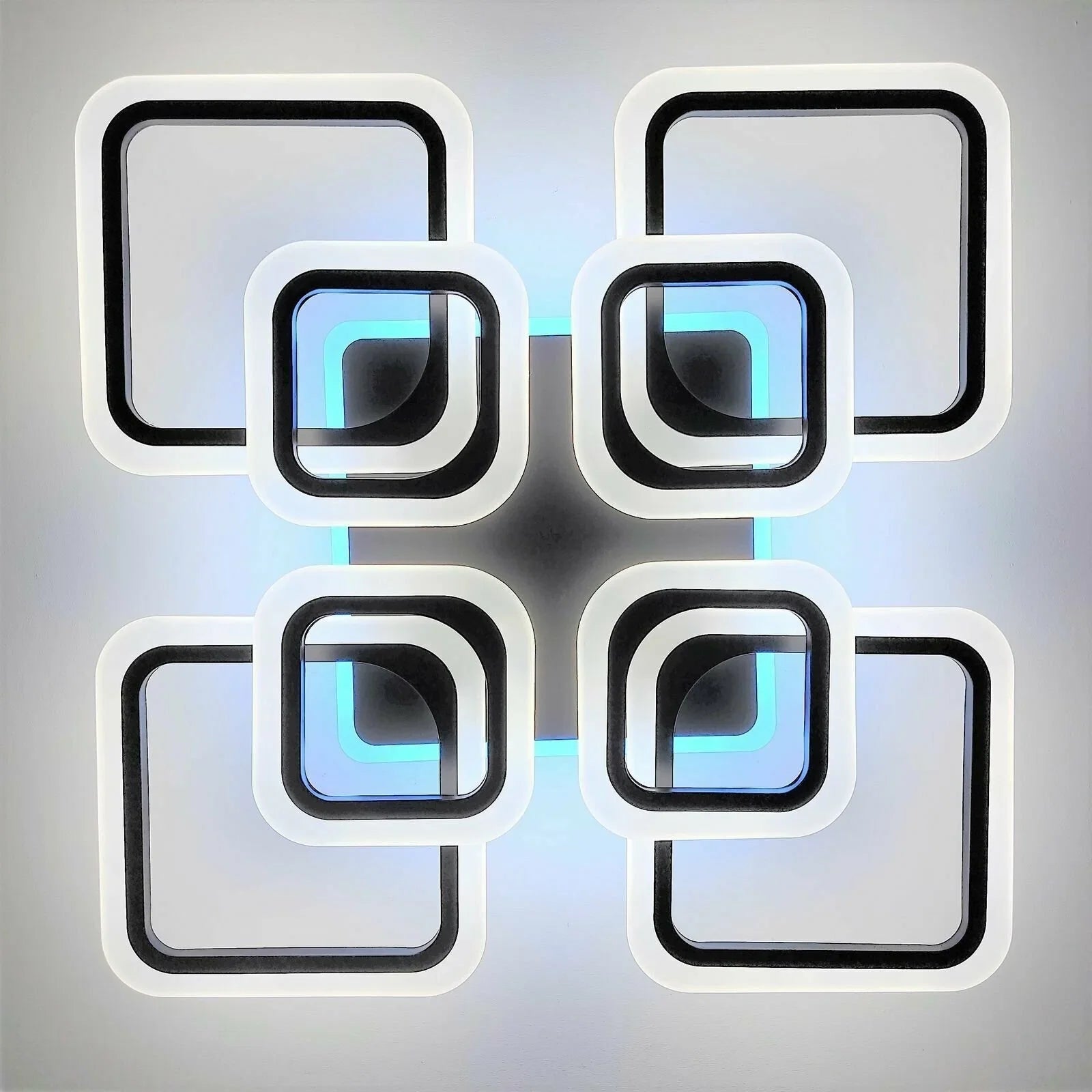 Lustra LED 4+4 SQUARE Gigant Black RGB Echivalent 1000W Telecomanda