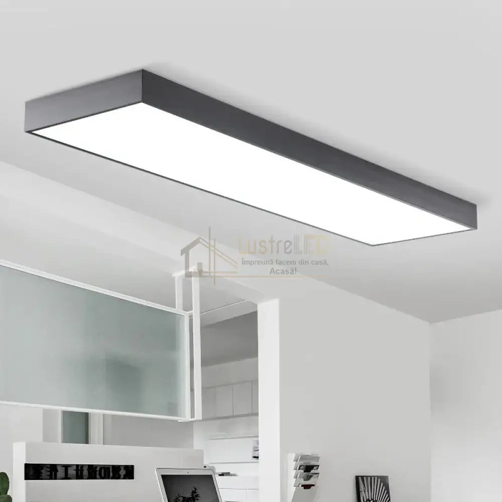 Panou LED 72W 117.5 x 28cm Negru Aplicat/Suspendat Echivalent 400W lustreled.ro