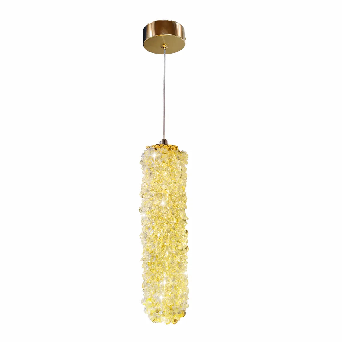 Pendul LED Cristal Sponge Cilindric Gold