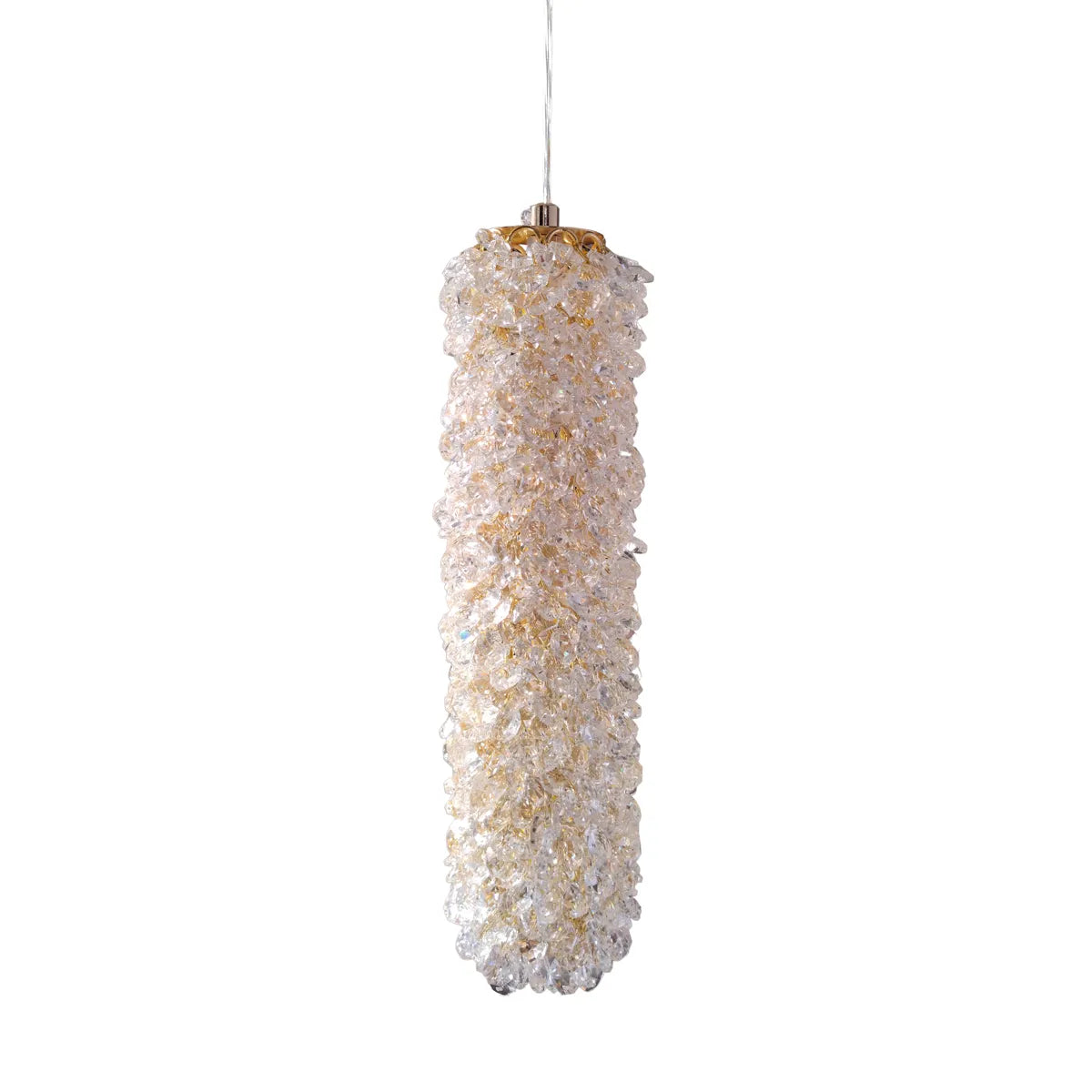 Pendul LED Cristal Sponge Cilindric Gold