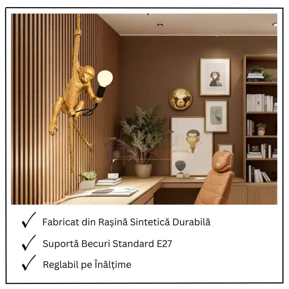 Pendul 1xE27 Monkey Gold AURIE Lighting Fixtures