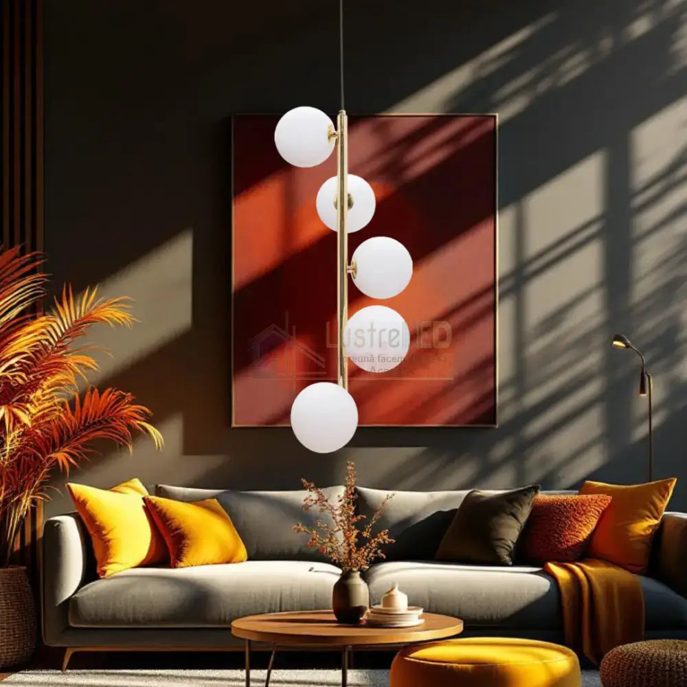 Lustra Abajur 5xG9 Black + Gold Nevalo NEGRU + AURIU / MINIMALIST DESIGN Lighting Fixtures