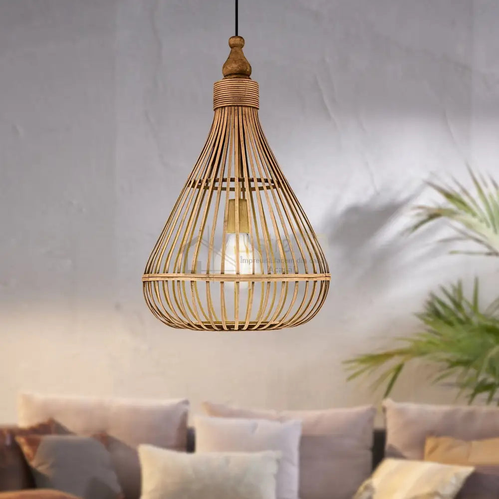 Lustra LED Suspendata AMSFIELD Wood Style  EGLO 49772 lustreled.ro