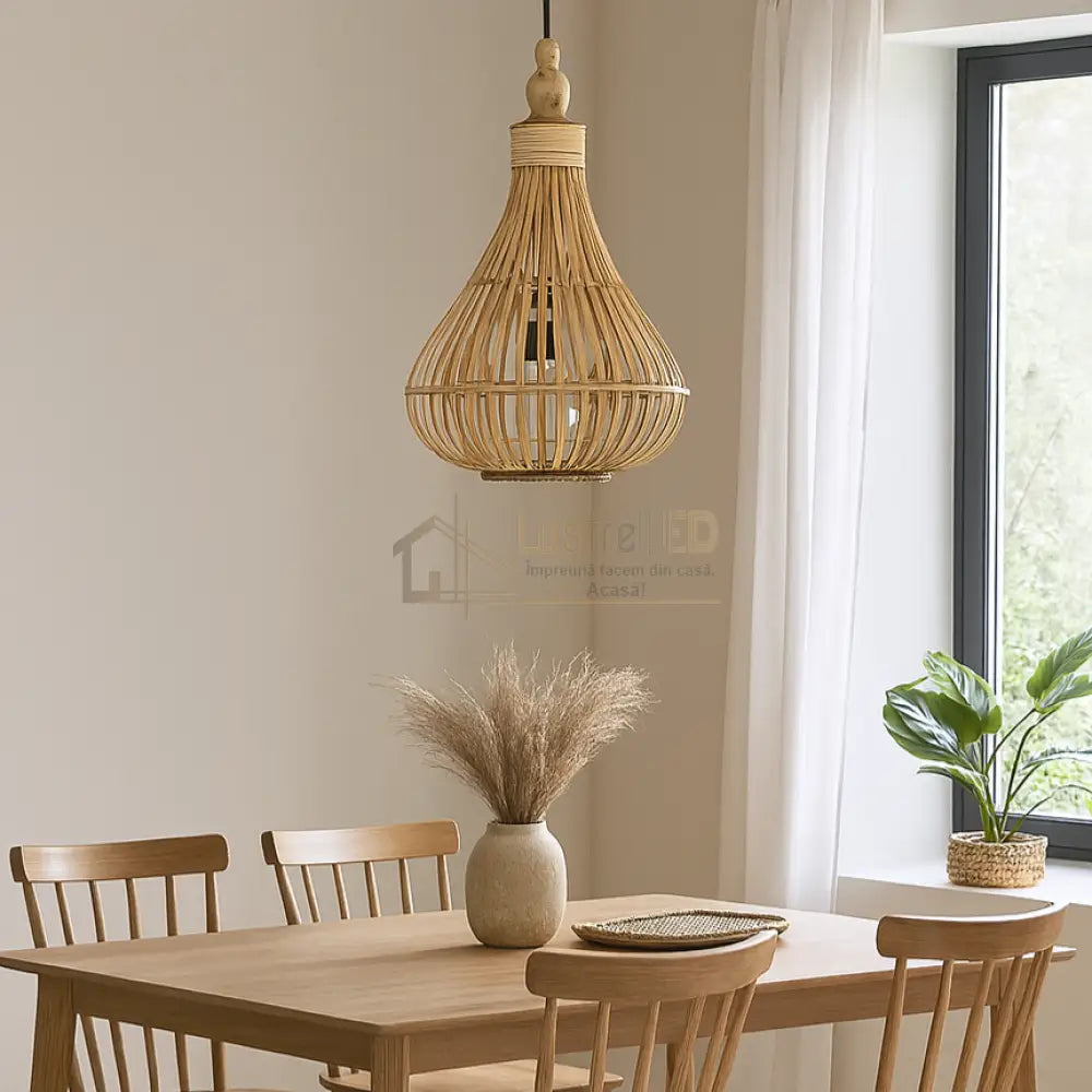 Lustra LED Suspendata AMSFIELD Wood Style  EGLO 49772 lustreled.ro