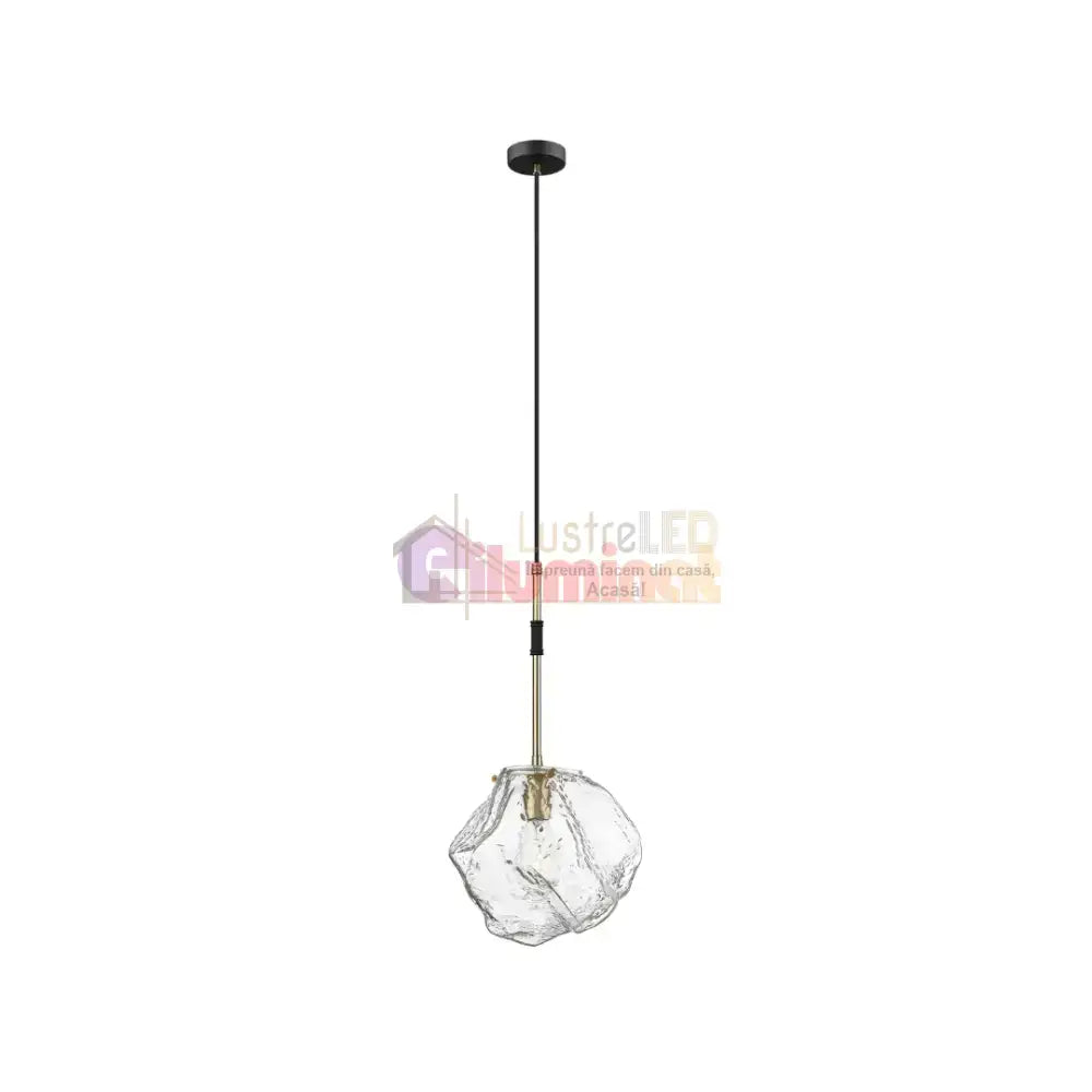 Pendul 1xE27 Matte Black+Gold IceArt lustreled.ro