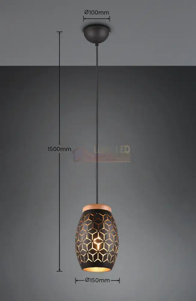 Pendul BIDAR 1x E27 Black NEAGRA / VINTAGE SI RETRO DESIGN Lighting Fixtures