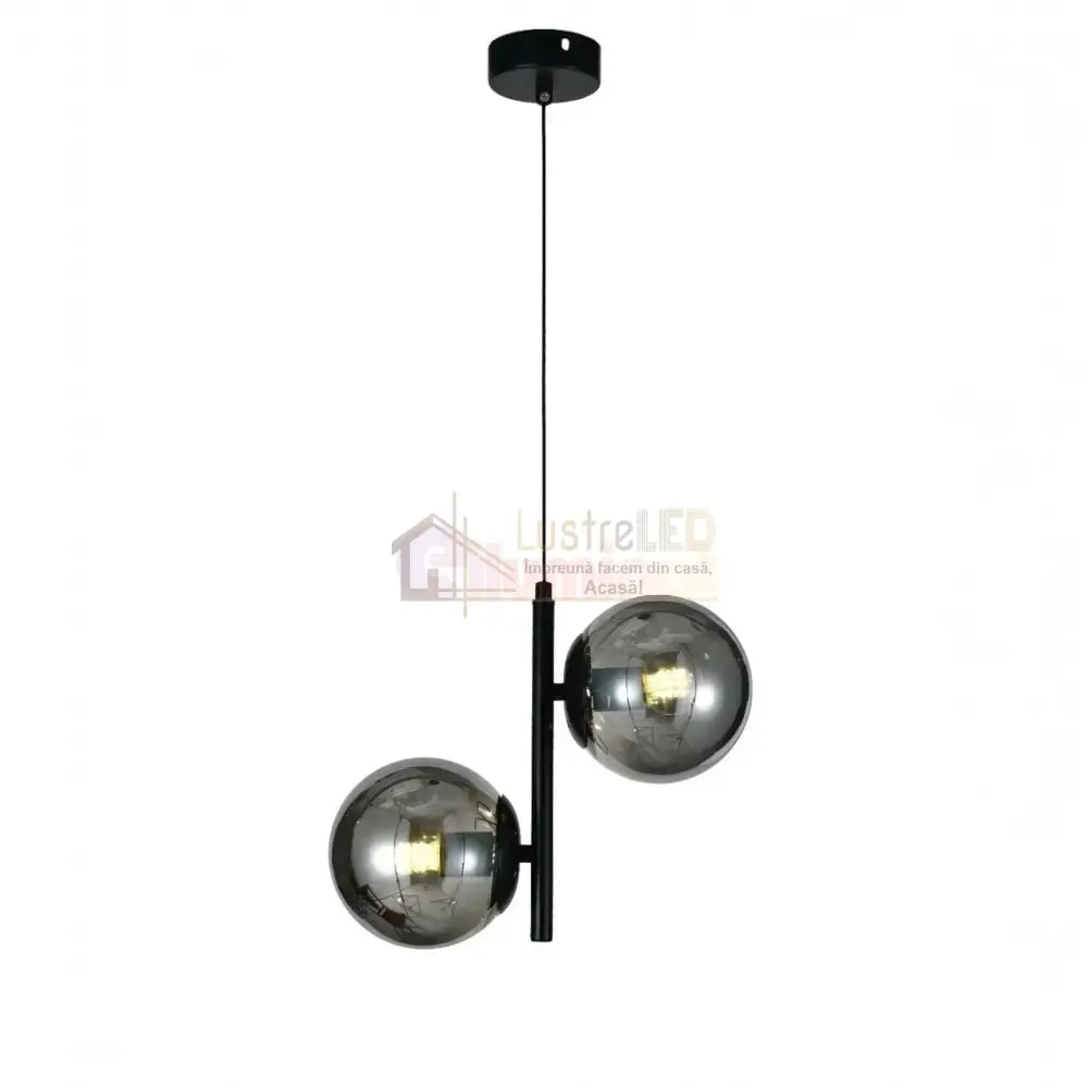 Pendul DIONIS Negru Abajur Fumuriu 2xE27 Chandeliers