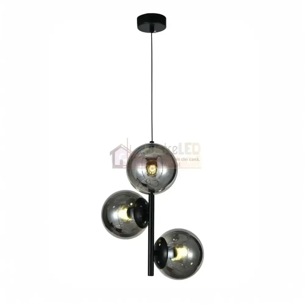 Pendul DIONIS Negru Abajur Fumuriu 3xE27 Chandeliers