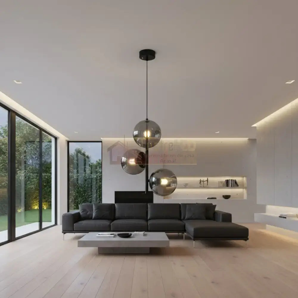 Pendul DIONIS Negru Abajur Fumuriu 3xE27 Chandeliers
