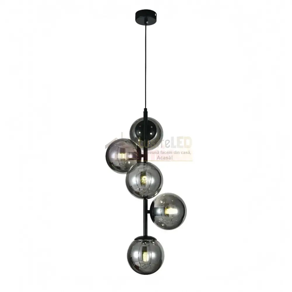Pendul DIONIS Negru Abajur Fumuriu 5xE27 Chandeliers