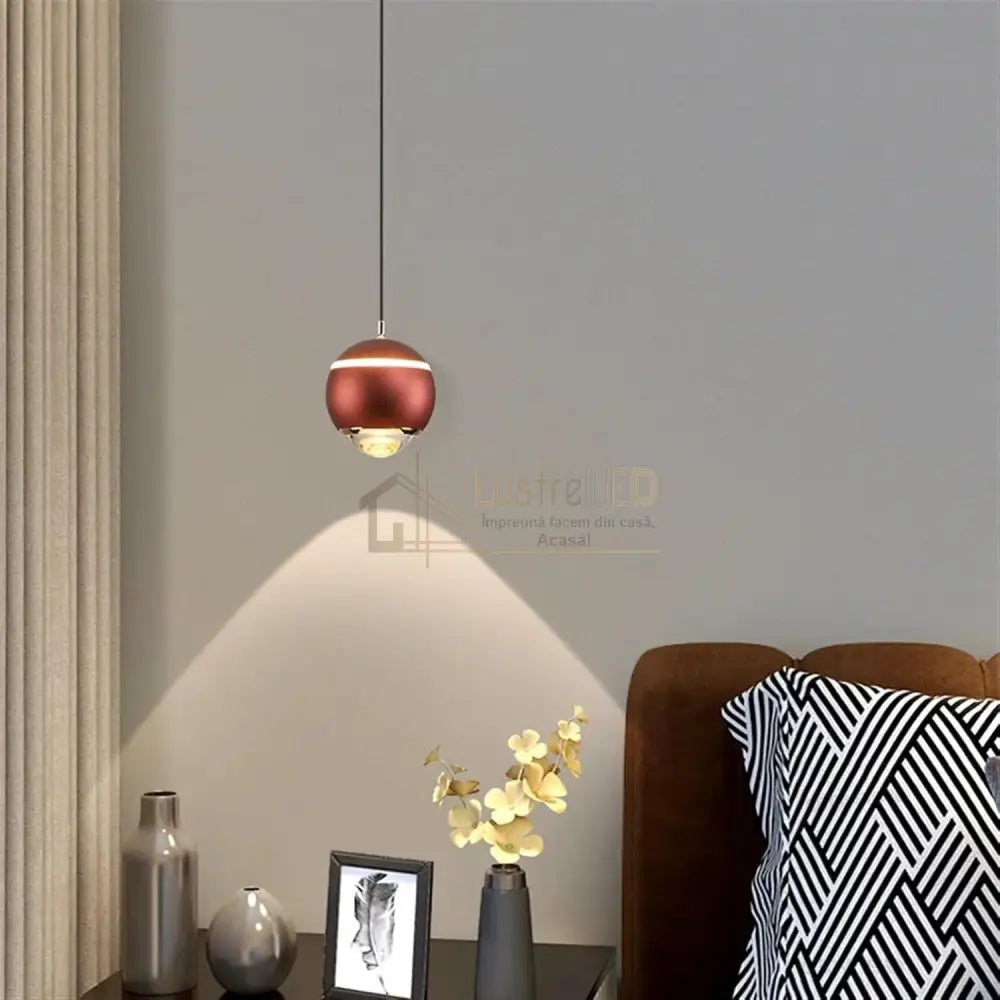 Pendul LED 12W R6 Copper Reglabil Pull UP/DOWN lustreled.ro