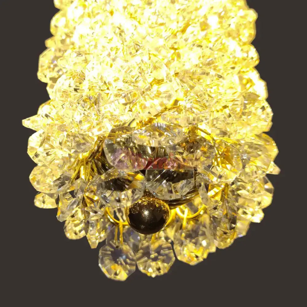 Pendul LED Cristal Sponge Cilindric Gold lustreled.ro