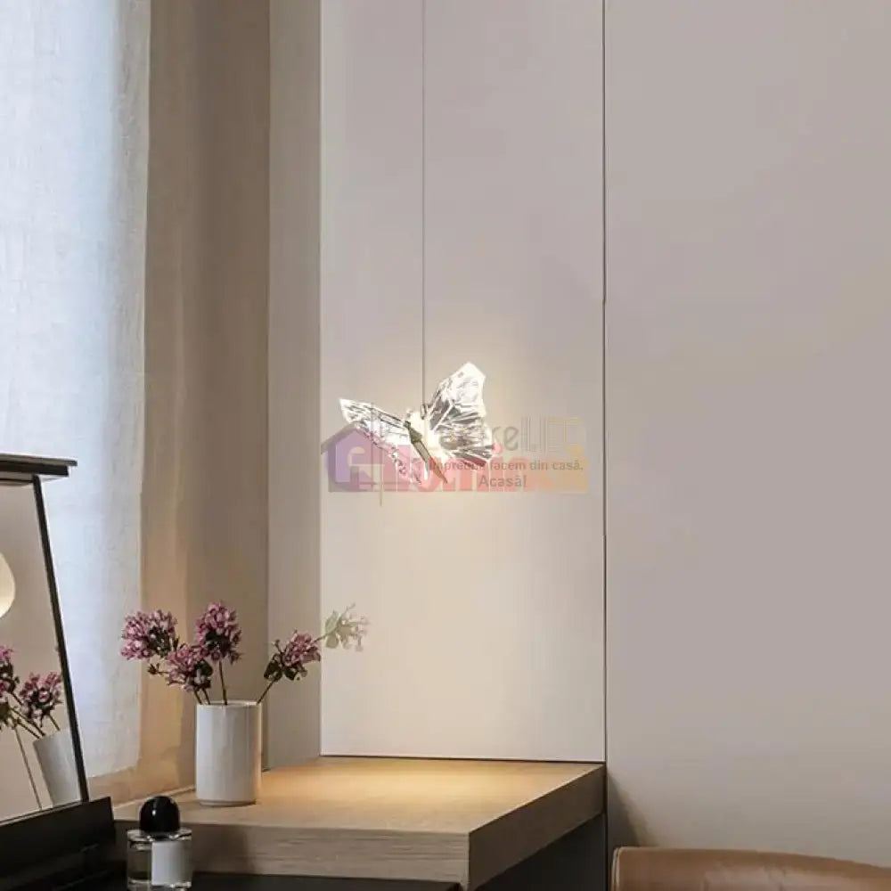 Pendul LED Gold Butterfly 12W lustreled.ro
