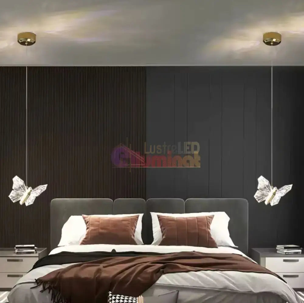 Pendul LED Gold Butterfly 12W lustreled.ro